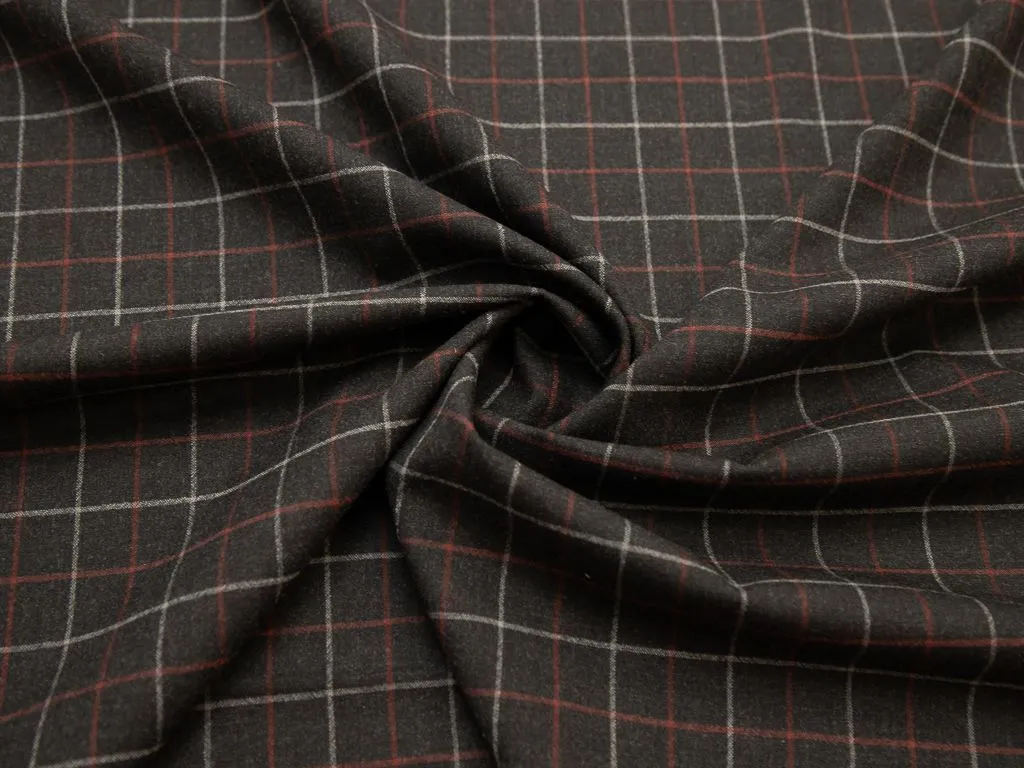 Двухсторонняя костюмная ткань в клетку, цвет красно-серыйизображение