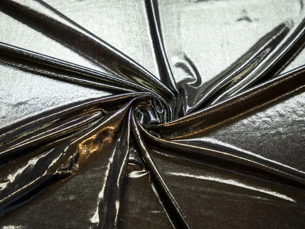 Трикотаж с эффектом "жидкого металла", цвет черно-золотойизображение