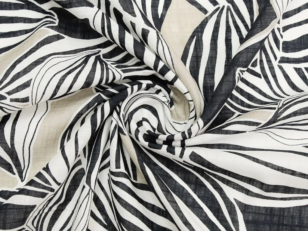 Рубашечно-плательный хлопок с рисунком "Листья", в черно-коричневом цветеизображение