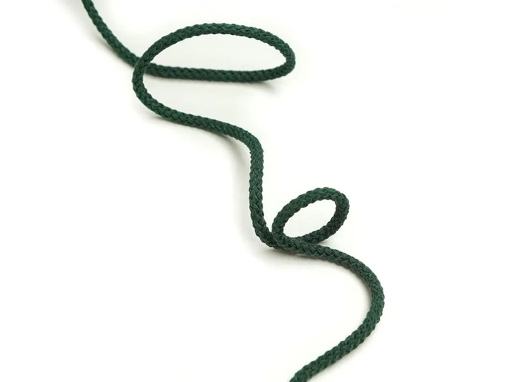 Шнур х/б круглый, тёмно-зелёного цвета, ширина 5 ммизображение