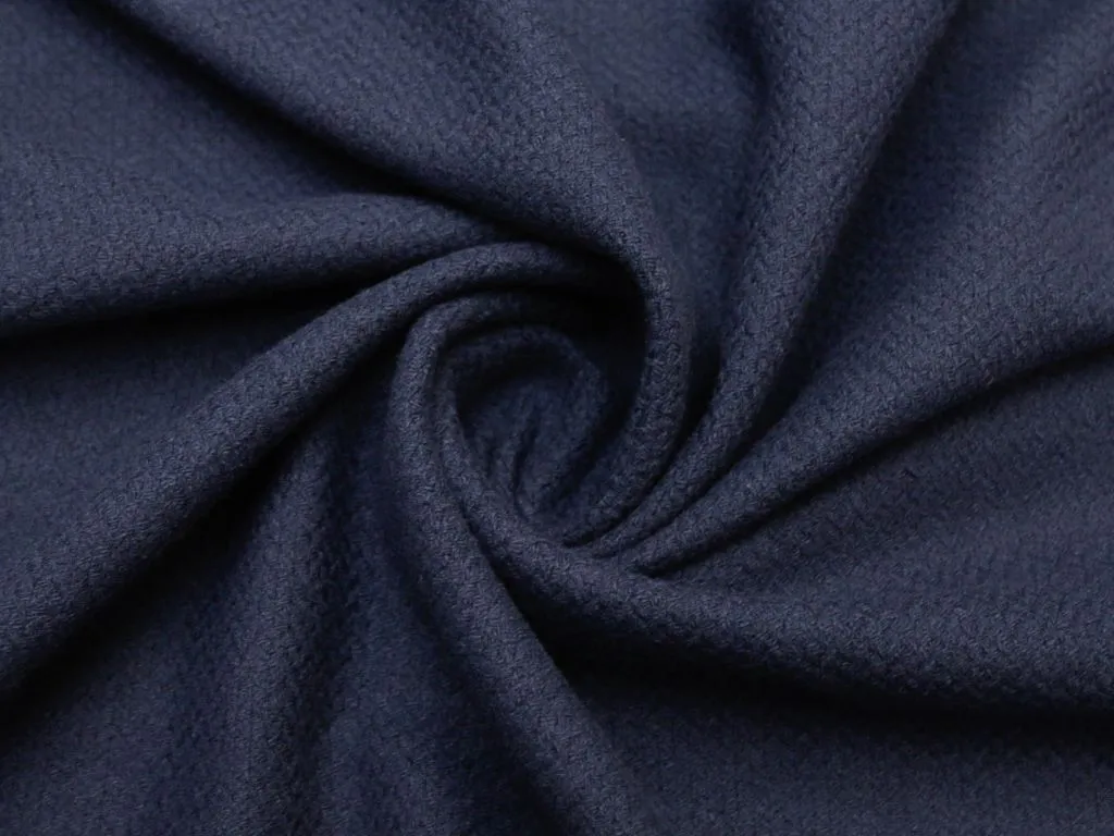 Двухсторонняя пальтовая ткань с вязанной фактурой, цвет темно-синийизображение