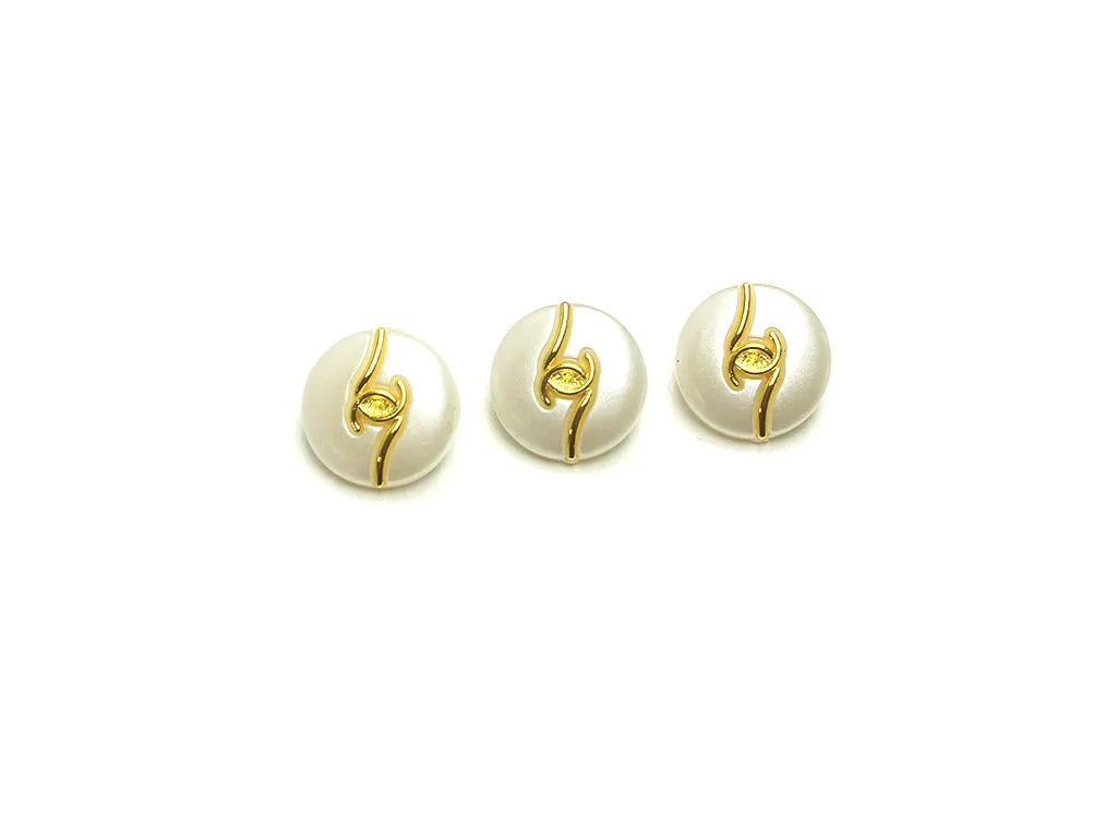 Пуговица пластмассовая, на ножке, цвет жемчужый с серебром, диаметр 15 ммизображение