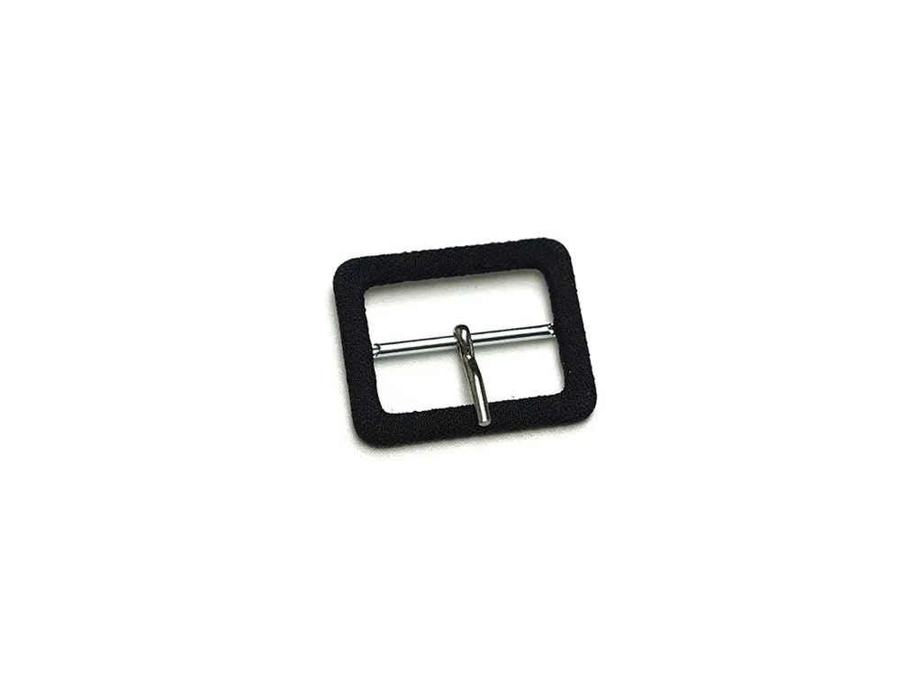 Пряжка металлическая, обтянутая тканью, чёрного цвета, ширина 40 мм   изображение