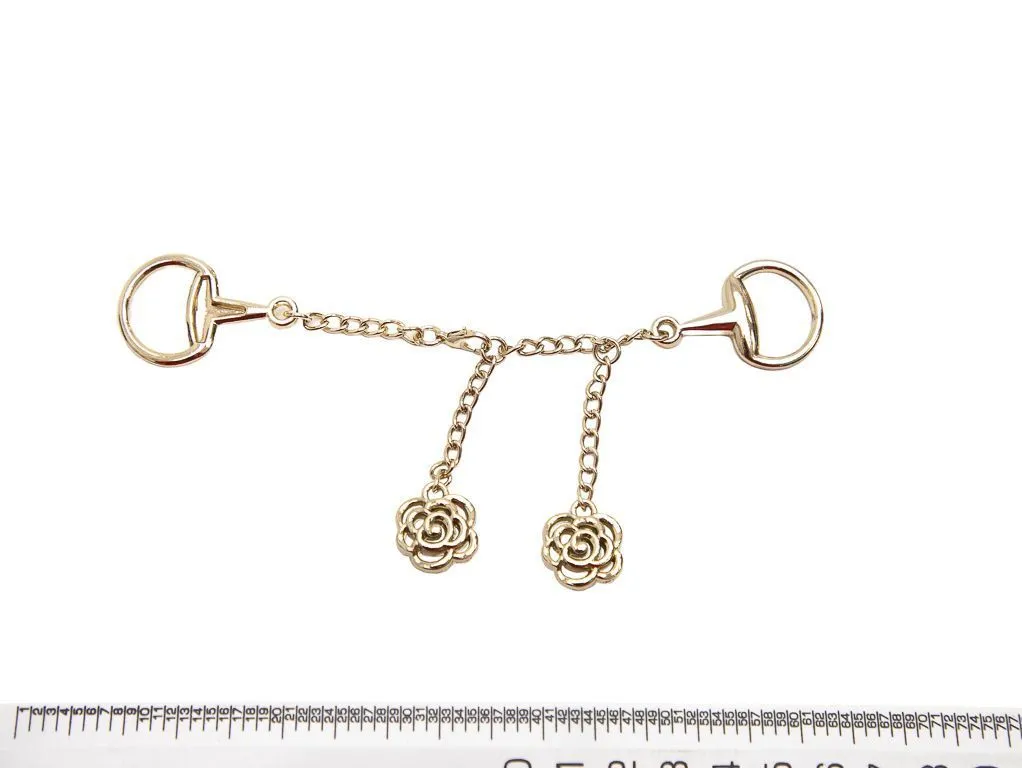 Цепь-застёжка металлическая, с подвесками - розами, золото, 150*55 ммизображение