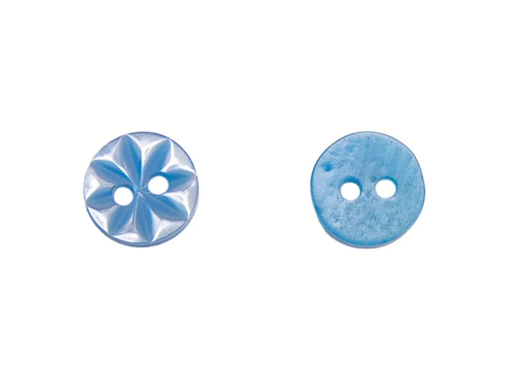 Пуговица пластмассовая, 2 прокола, голубая, перламутровая, диаметр 11 ммизображение