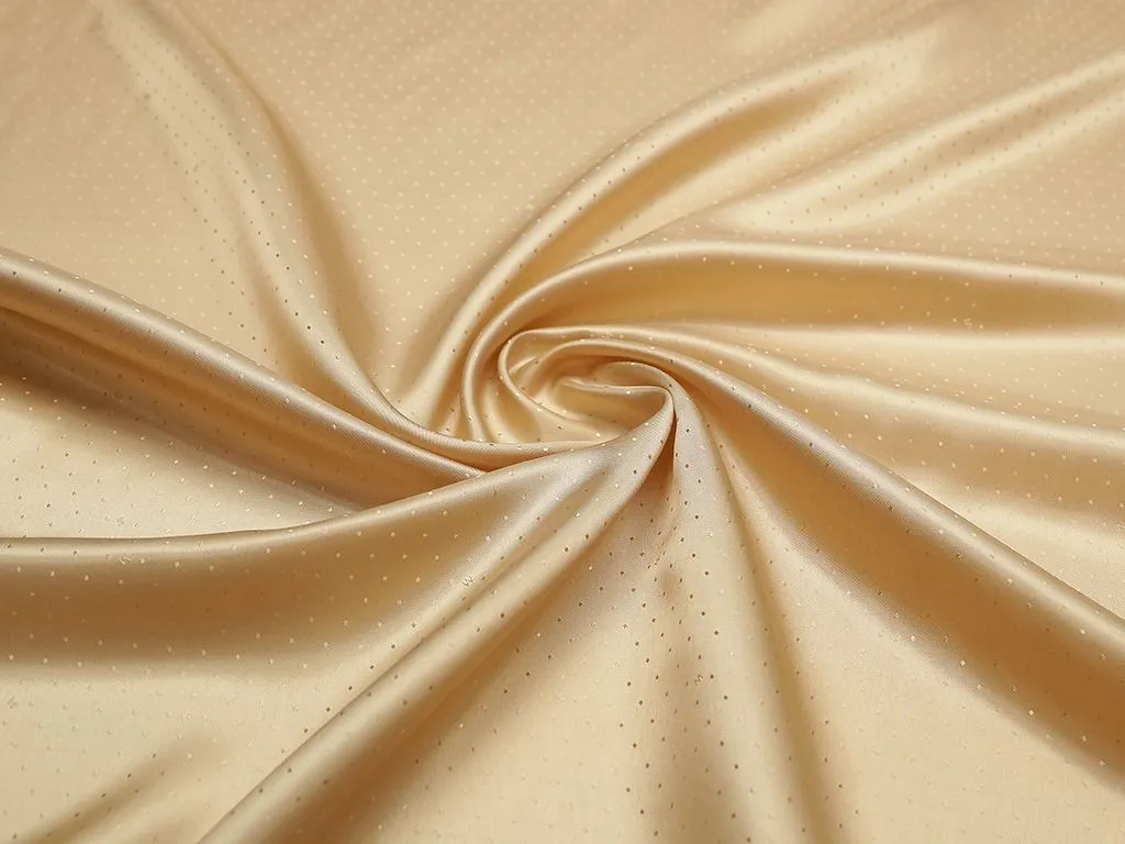 Ткань подкладочная жаккардовая цвета персиковой пудры  в горошекизображение