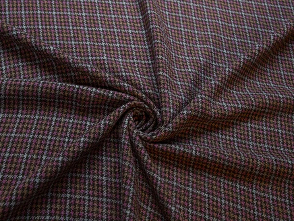 Двухсторонняя костюмная ткань в мелкую клетку, цвет фиолетово-голубойизображение