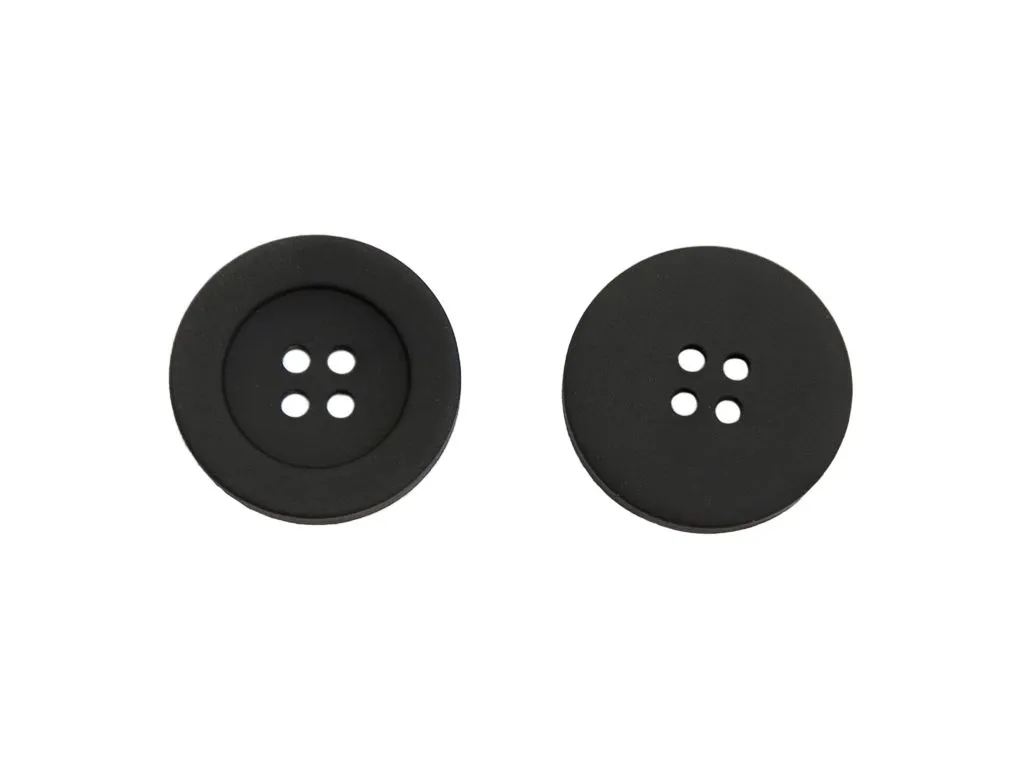  Пуговица костюмная, 4 прокола, матовая чёрная резина, диаметр 25 ммизображение