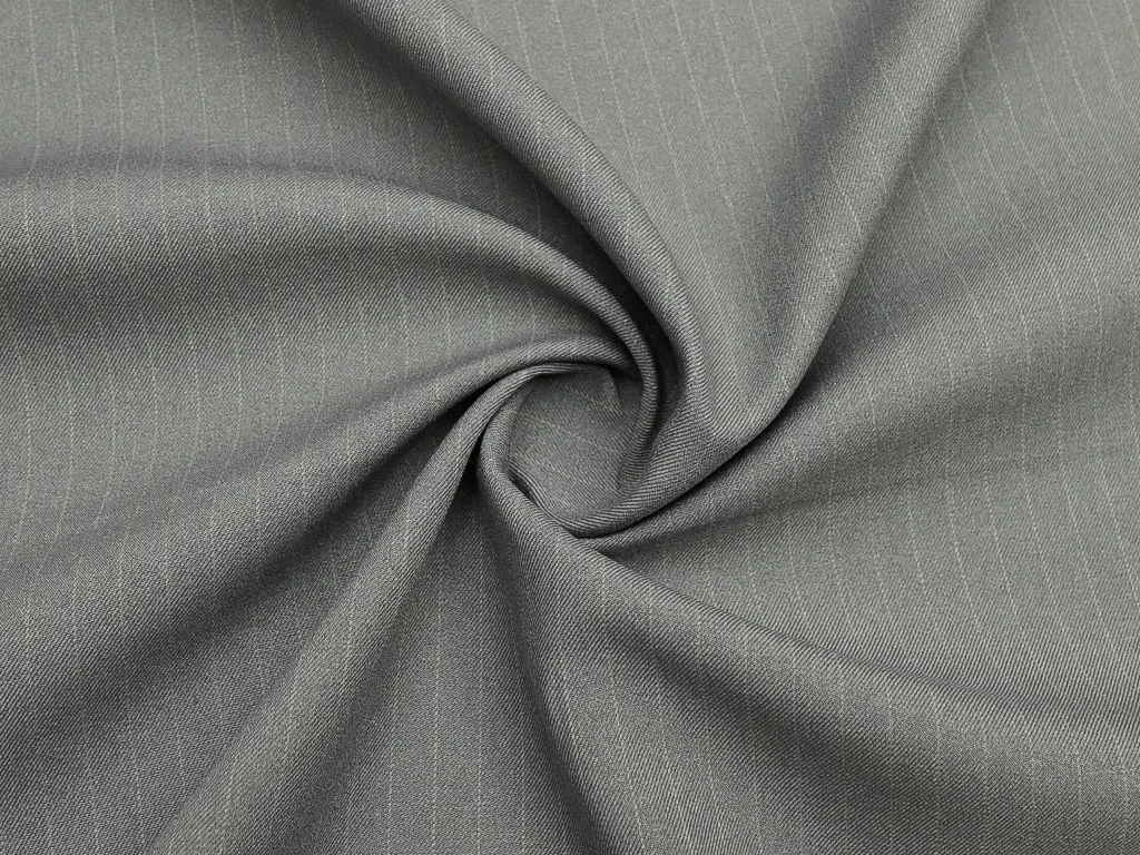 Дублированая костюмная ткань, нежного серого цвета в вертикальную полоскуизображение