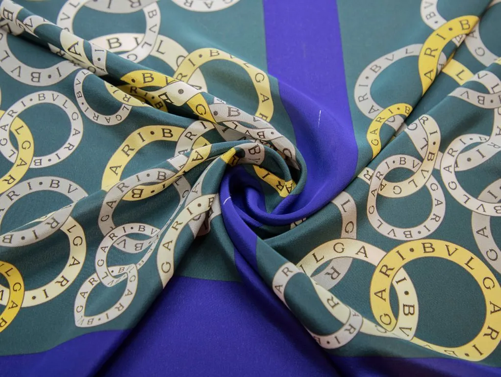 Палантин  шелковый креп, рисунок "Кольца", купон 175*70 смизображение