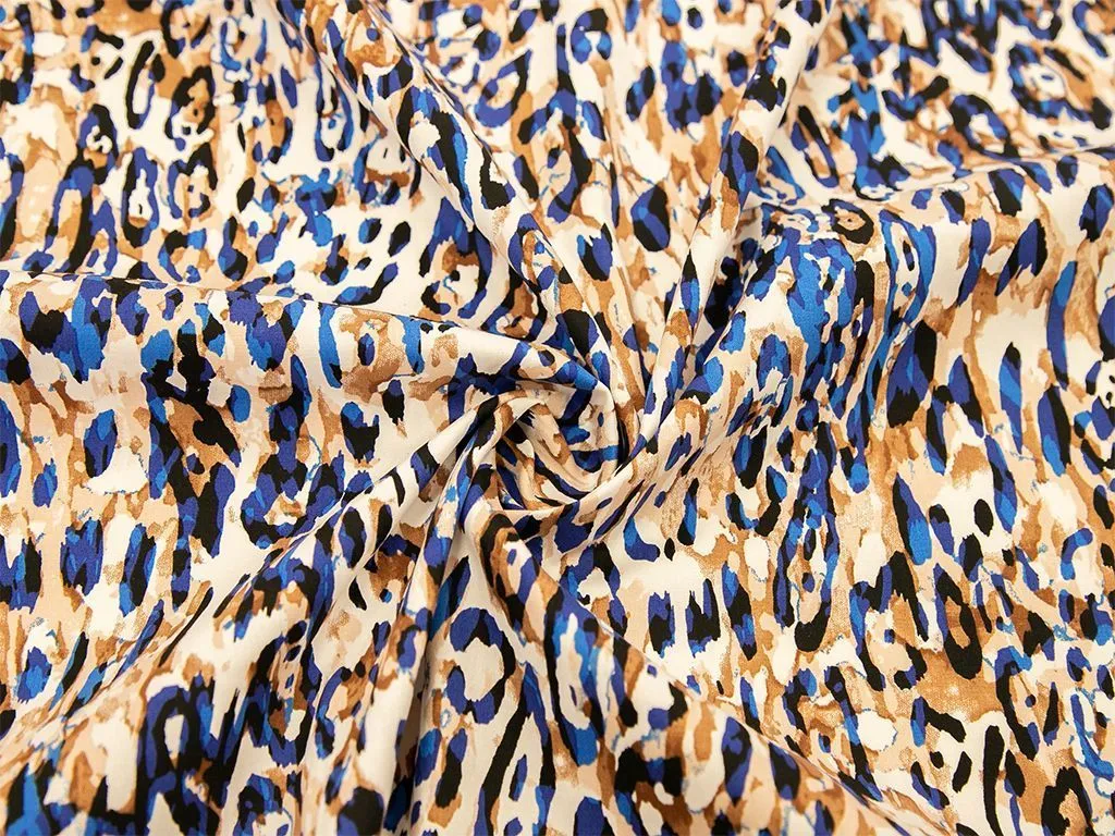 Хлопок рубашечно-плательный с абстрактным рисунком, сине-коричневый цветизображение