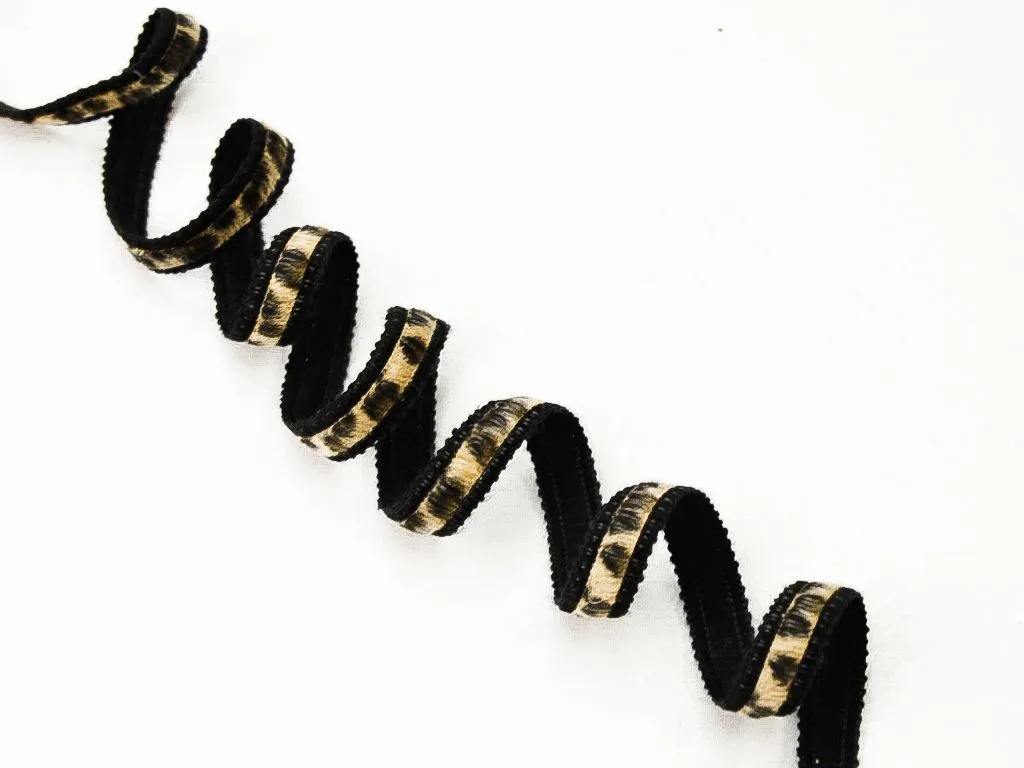 Тесьма декоративная с анималистическим принтом в коричневых тонах, ширина 13 ммизображение